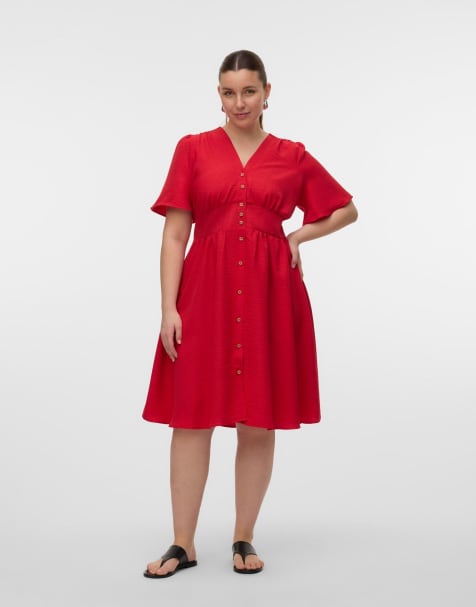 Vero Moda Curve - Jurk in rood - view 1