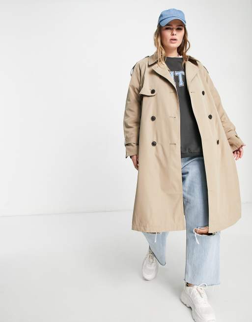 Vero Moda Curve – Kamelbrun klassisk trenchcoat, 4 av 4