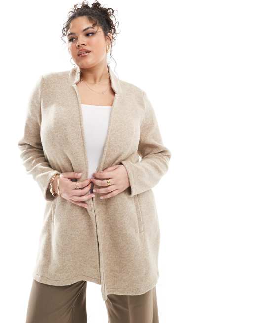 Vero Moda Curve – Kamiennobeżowy lekki płaszcz 