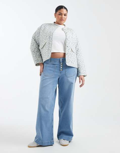 Vero Moda Curve Kayla high rise wide leg jeans in light blue wash