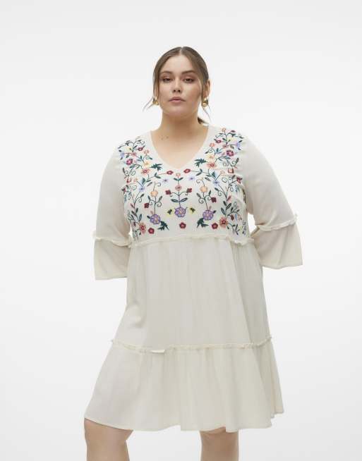 Vero Moda Curve – Kleid in Birkenweiß