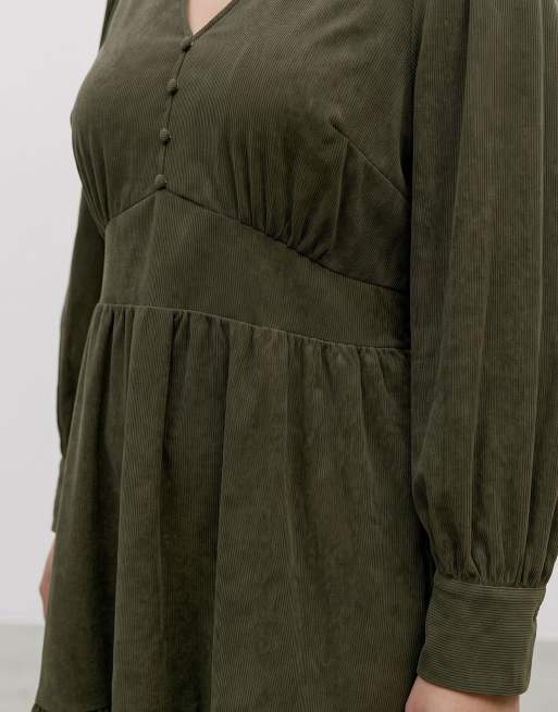 Vero Moda Curve Kleid mit Schößchen in Forest Night, 4 von 5