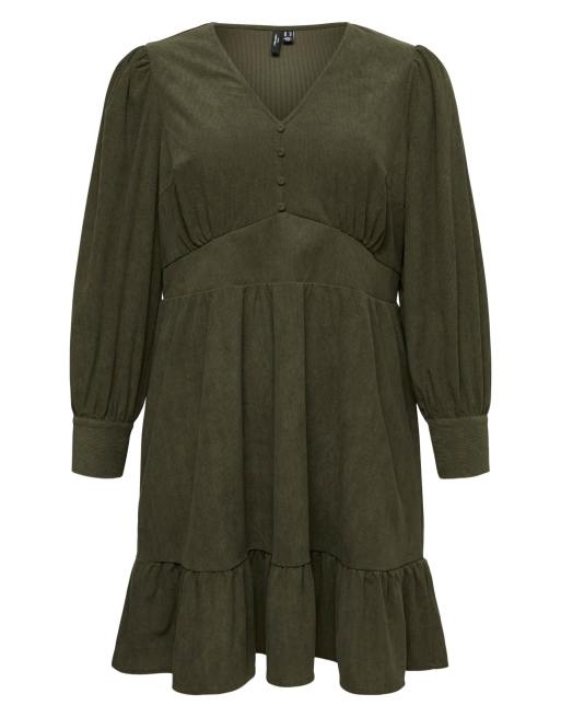Vero Moda Curve Kleid mit Schößchen in Forest Night, 5 von 5