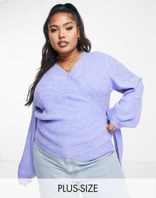 Vero Moda Curve Knit Wrap Cardigan In Purple