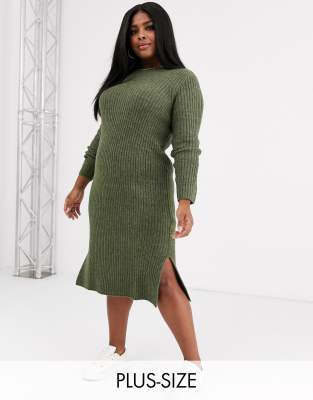 knitted midi dress with split