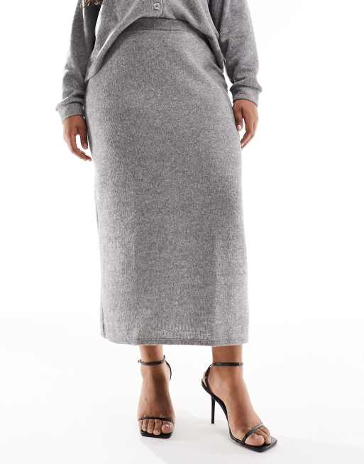 Vero moda knitted midi skirt co-ord with side split sale