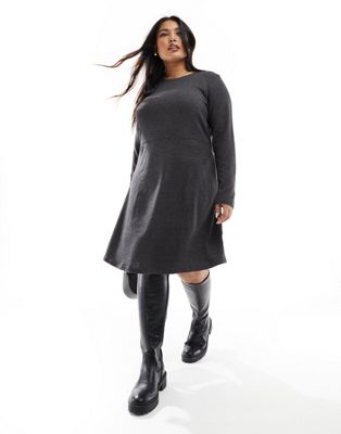 Vero Moda Curve Knitted Skater Mini Dress In Black
