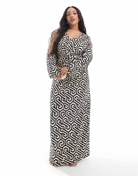Vero Moda Curve knot front maxi dress in abstract mono print - view 1
