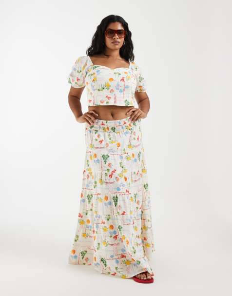 Vero Moda Curve – Kremowy luźny zestaw z nadmorskim nadrukiem - view 1