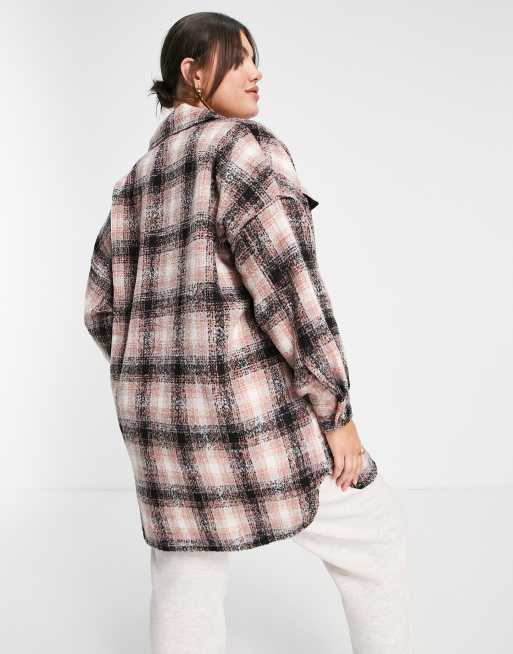 Vero Moda Curve – Kurtka koszulowa oversize w różową kratę, 2 z 4