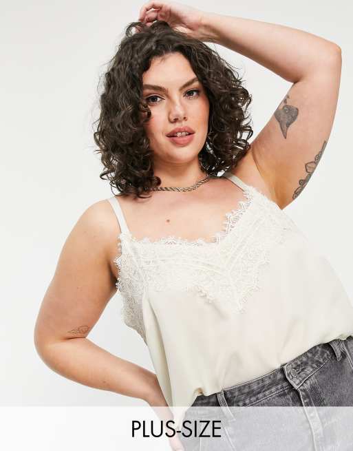 Vero Moda Curve lace cami top in cream