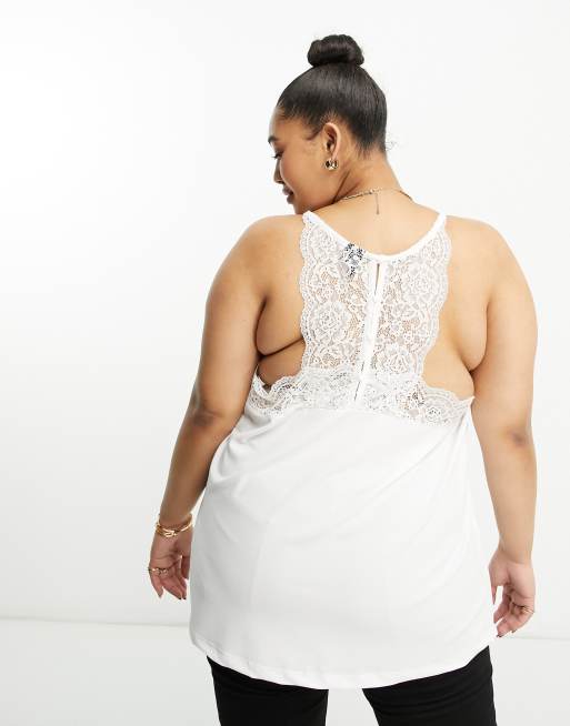 Vero Moda Curve lace detail cami top in white, 2 of 4