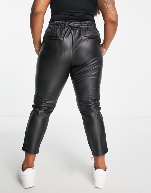 High waisted leather store joggers