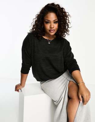 Vero Moda Curve Lightweight Chuck On Long Sleeve T-shirt In Black