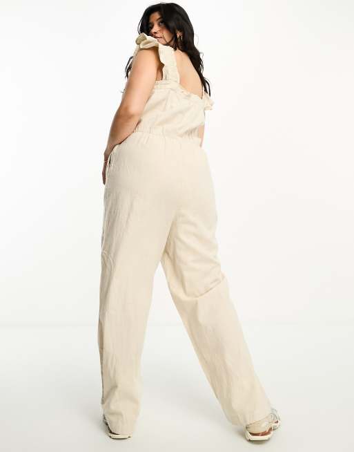 Plus size hot sale linen jumpsuit