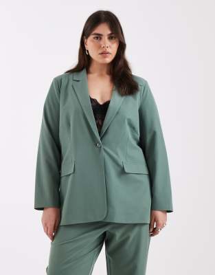 Vero Moda Curve - Locker geschnittener, eleganter Blazer in Grün, Kombiteil