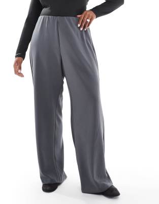 Vero Moda Curve - Lockere Schlupfhose in Grau mit Nadelstreifen