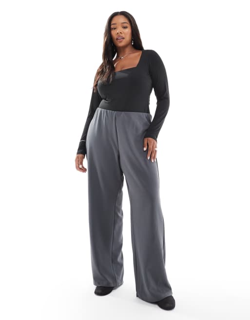 Vero Moda Curve – Lockere Schlupfhose in Grau mit Nadelstreifen, 2 von 5
