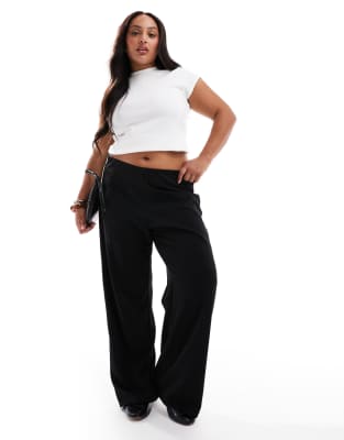 Vero Moda Curve - Lockere Schlupfhose in Schwarz mit seitlichem Streifen