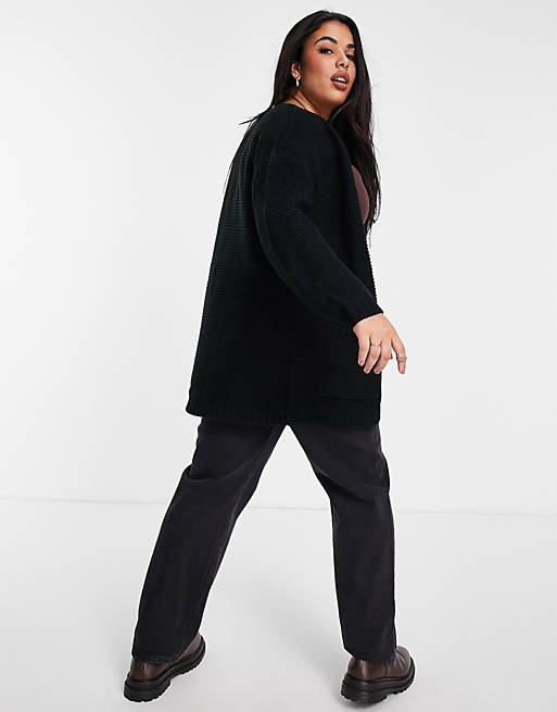 Women Vero Moda Curve longline cardigan in black 