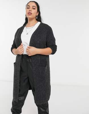 longline black cardigan plus size