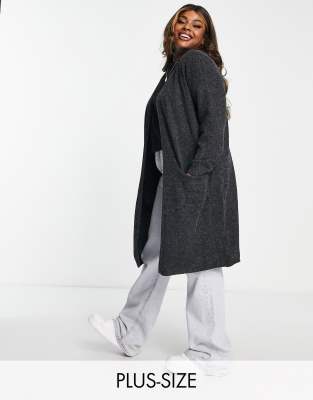 Vero Moda Curve - Longline-Strickjacke in Anthrazit-Grau