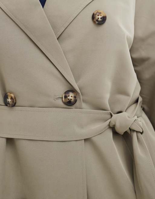 Vero Moda Curve – Longline-Trenchcoat in Steinbeige mit Bindegürtel , 3 von 4