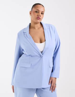 Vero Moda Curve Loose Fit Tailored Blazer In Blue