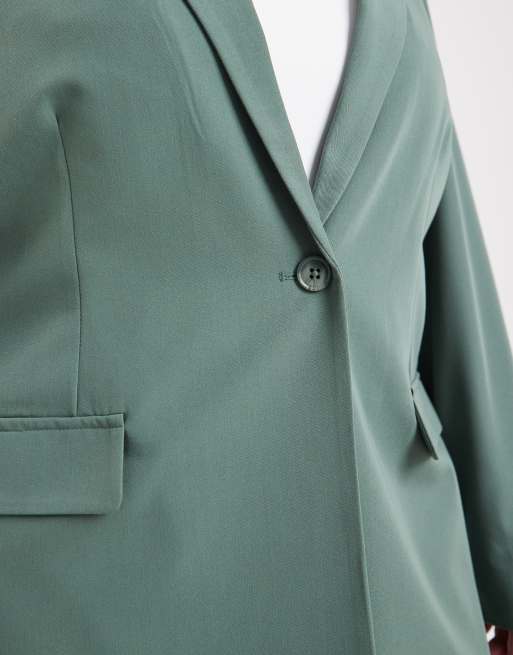 Vero Moda Curve loose fit tailored blazer in green - part of a set, 2 of 4