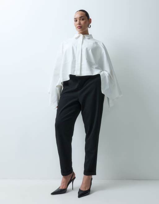 Vero Moda Curve loose fit woven trousers in black, 4 of 5