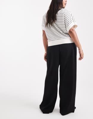 Vero Moda Curve Loose Pull-on Pants In Black