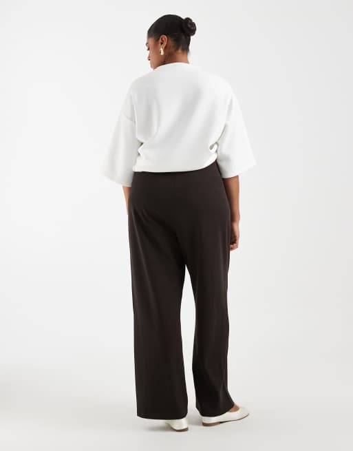 Vero Moda Curve losse pull-on broek in chocoladebruin, 3 van 5