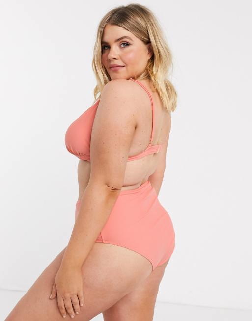 Vero Moda Curve - Lyserød plunge-bikinitop med underbånd, 2 af 4