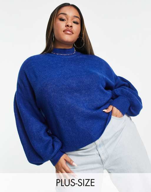Vero Moda Curve - Maglione blu acceso con maniche a sbuffo
