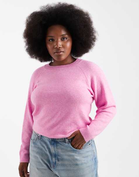 Vero Moda Curve - Maglione morbido rosa con scollo rotondo - view 1