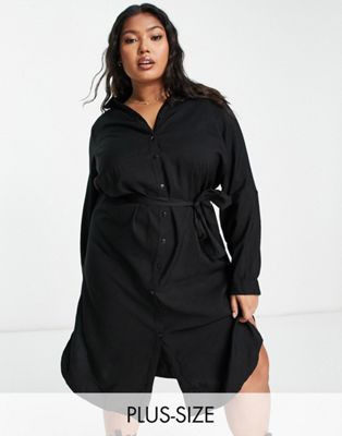 Vero Moda Curve midi shirt dress in black - ASOS Price Checker