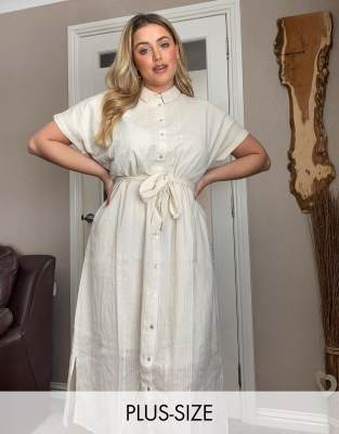 cream midi shirt dress