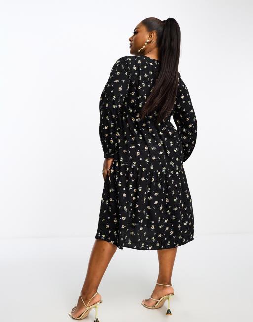 Vero moda polka dot shop midi dress with volume sleeve