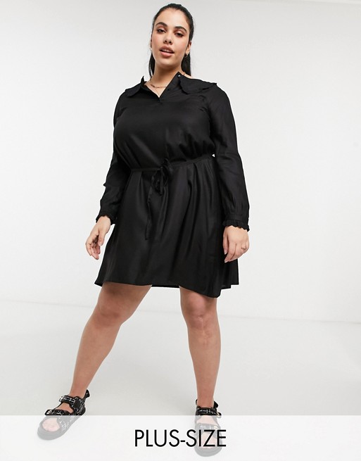 Vero Moda Curve mini dress with prairie collar in black
