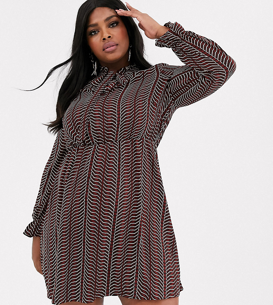 Vero Moda Curve - Mini-jurk met geometrische print en strik-Multi