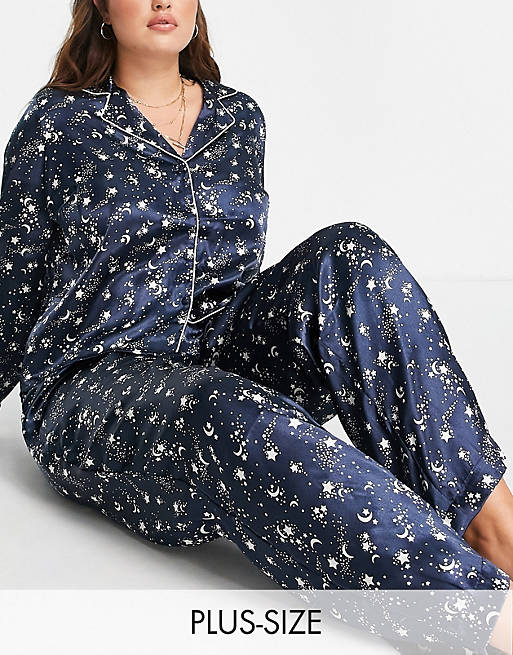 Vero Moda Curve 'mix & match' pajama pants in cosmic print