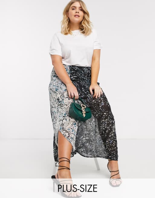 Vero Moda Curve mixed floral print midi skirt