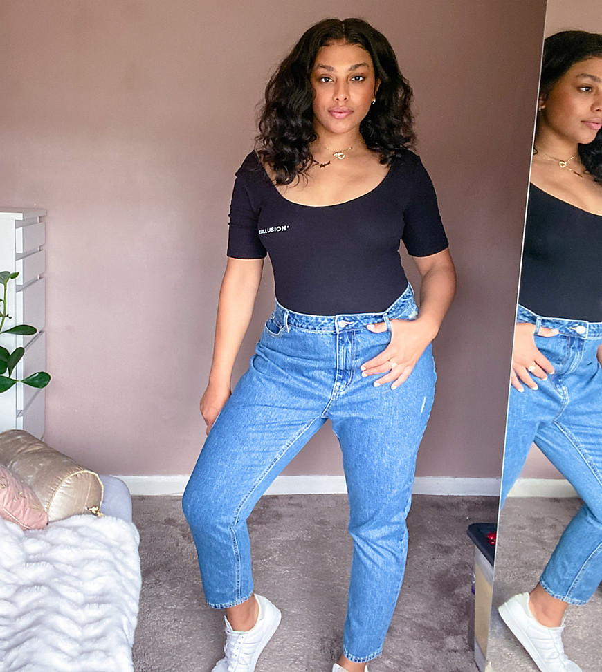 Plus-size jeans by Vero Moda Worn and shot by one of our models at home Distressed finish Belt loops Zip fly Five pockets Straight fit Regular on the waist #AtHomeWithASOS
