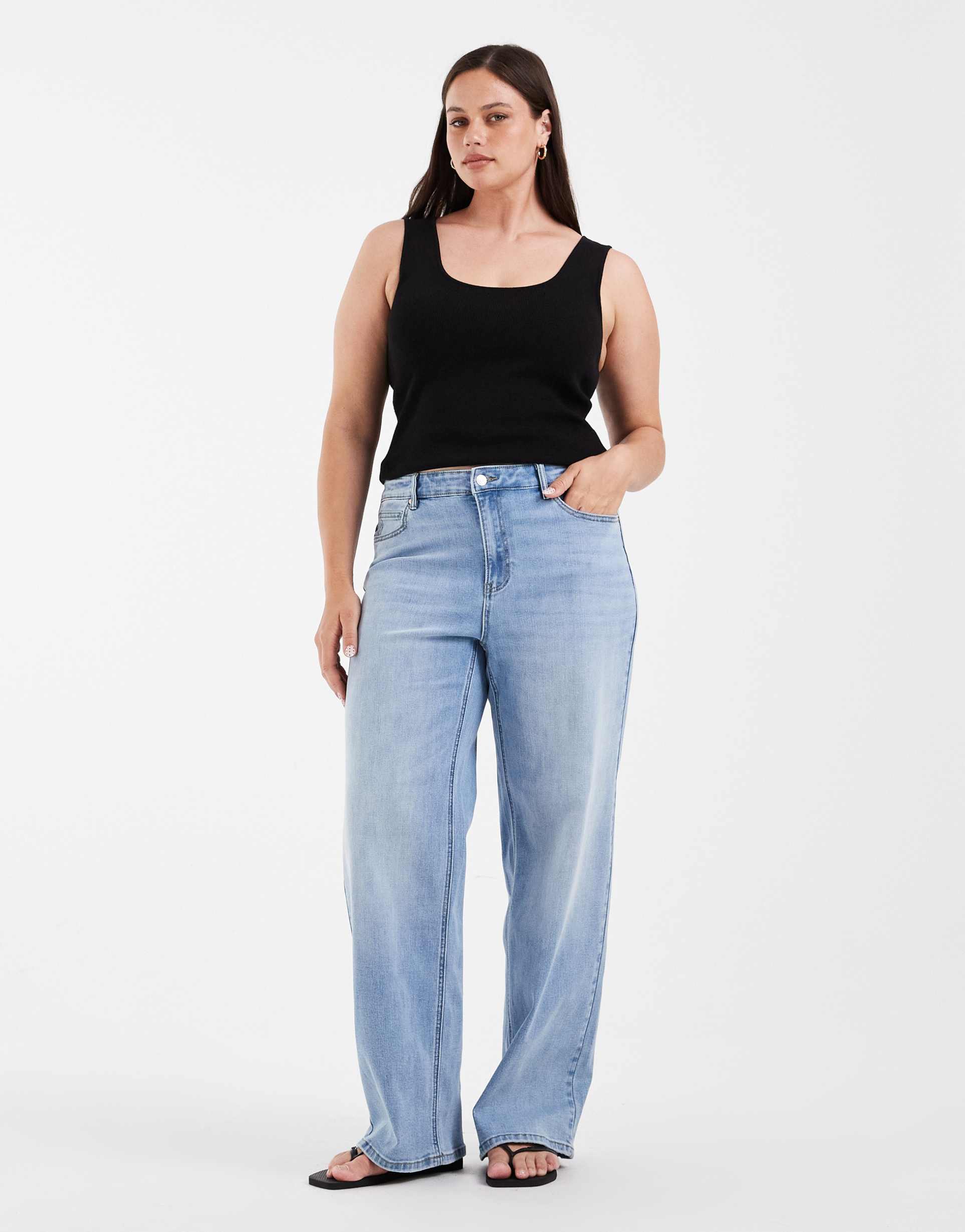 vero moda curve olivia wide leg jeans in light blue
