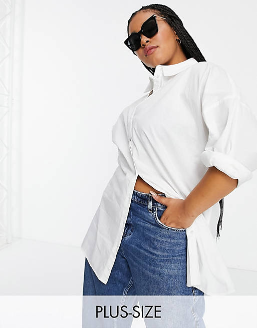  Shirts & Blouses/Vero Moda Curve organic cotton oversized shirt in white 