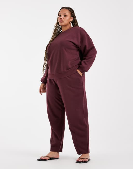 Vero Moda Curve – Vinrött, slouchy set i oversize, 2 av 3