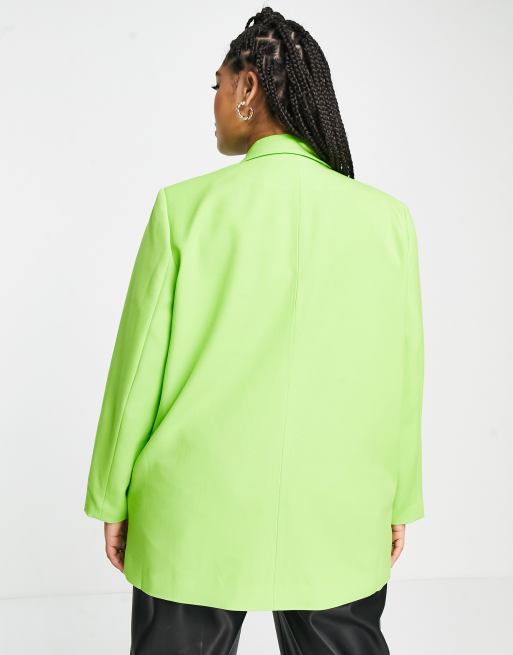 Vero Moda Curve oversized blazer in green, 2 of 4