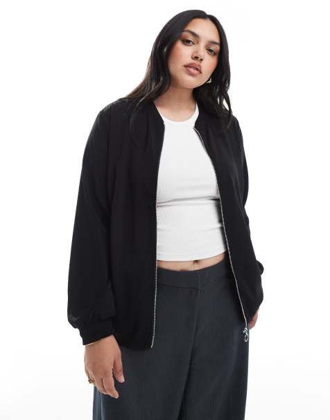 Vero Moda Curve oversized bomber jacket in black - view 1