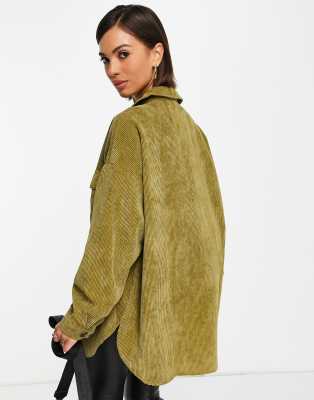 Vero Moda Curve Oversized Cord Shacket In Green
