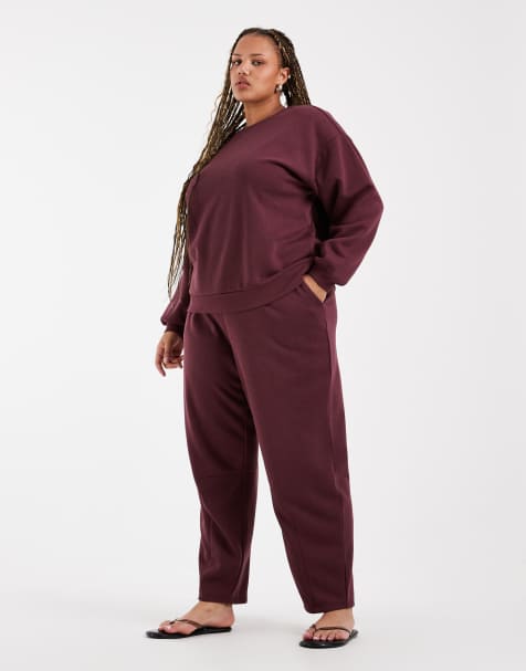 Vero Moda Curve oversized jogger met ballonpijpen in bordeauxrood - view 1